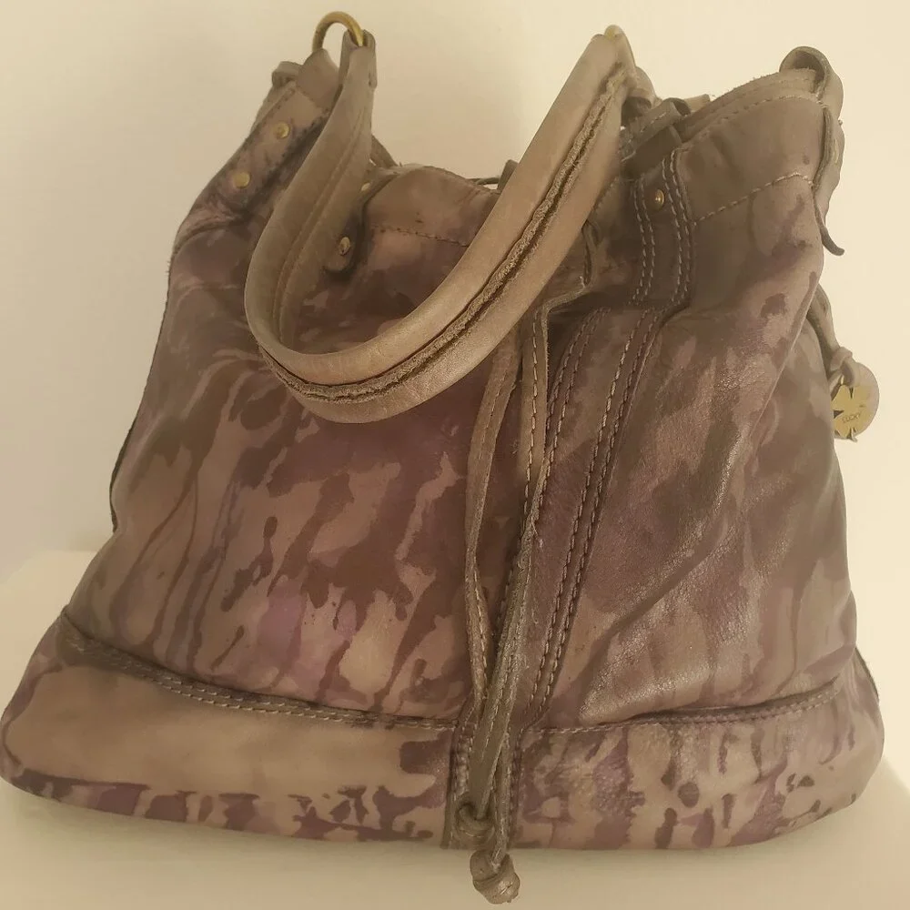 Leather cowgirl western equestrian hobo bag purse tiedye black brown purple gray